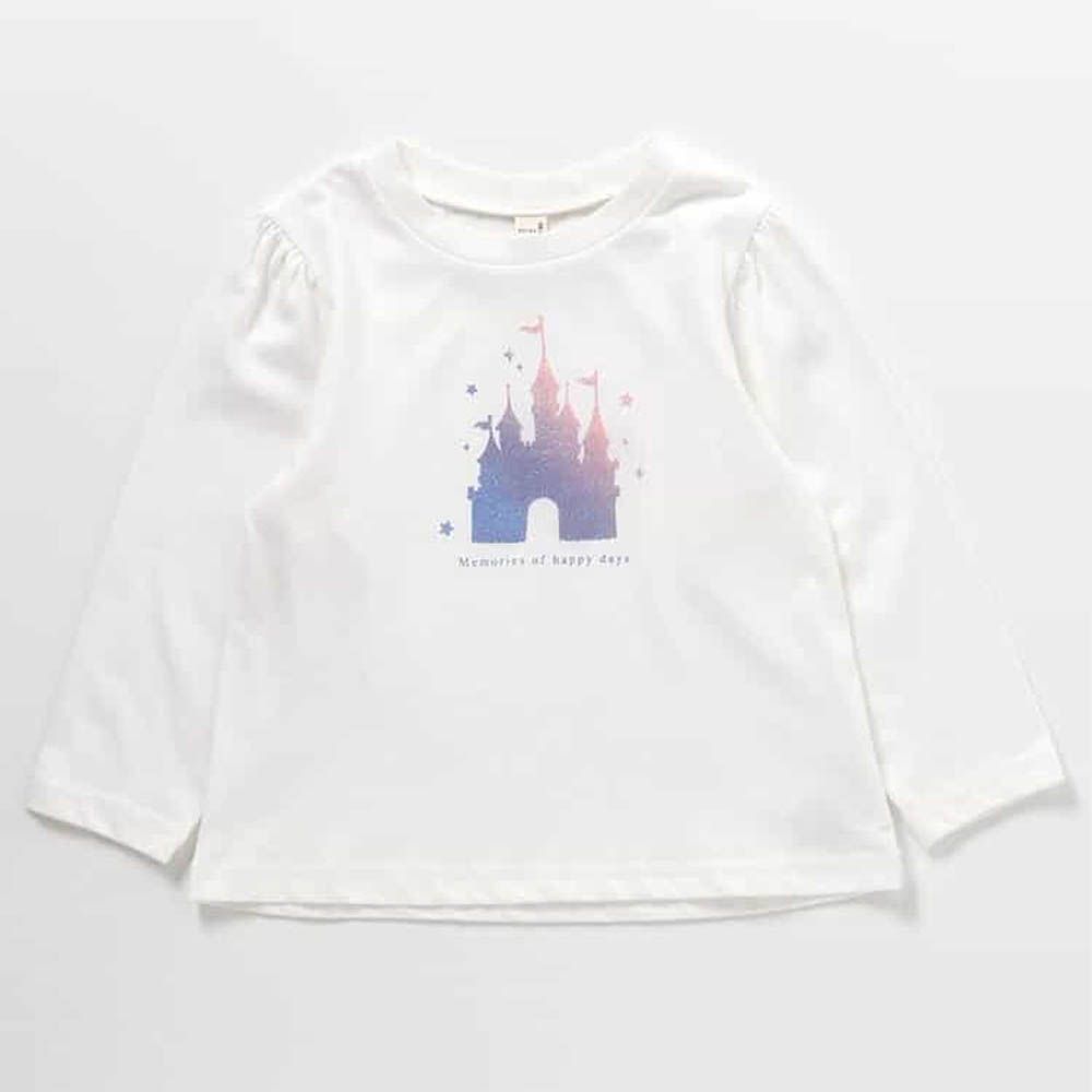 天天穿百搭印花長袖上衣-夢幻城堡-白