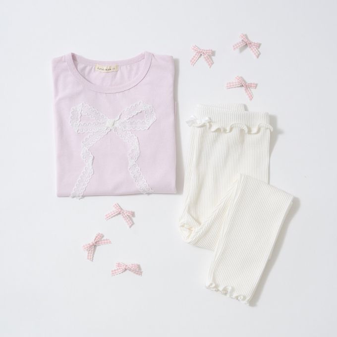 日本 Lycee mine - 100%棉 夢幻蝴蝶結長袖上衣-水藍