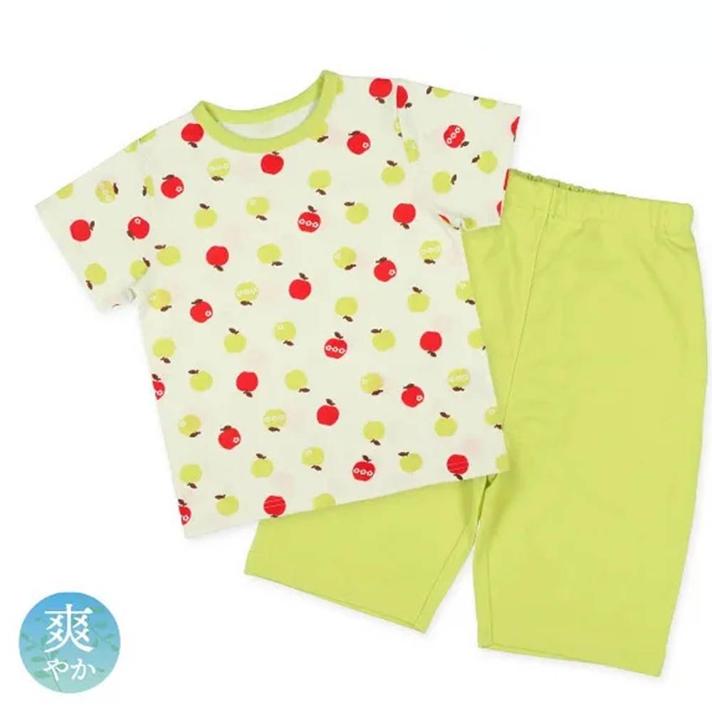 透氣 蘋果家居服短袖套裝-果綠