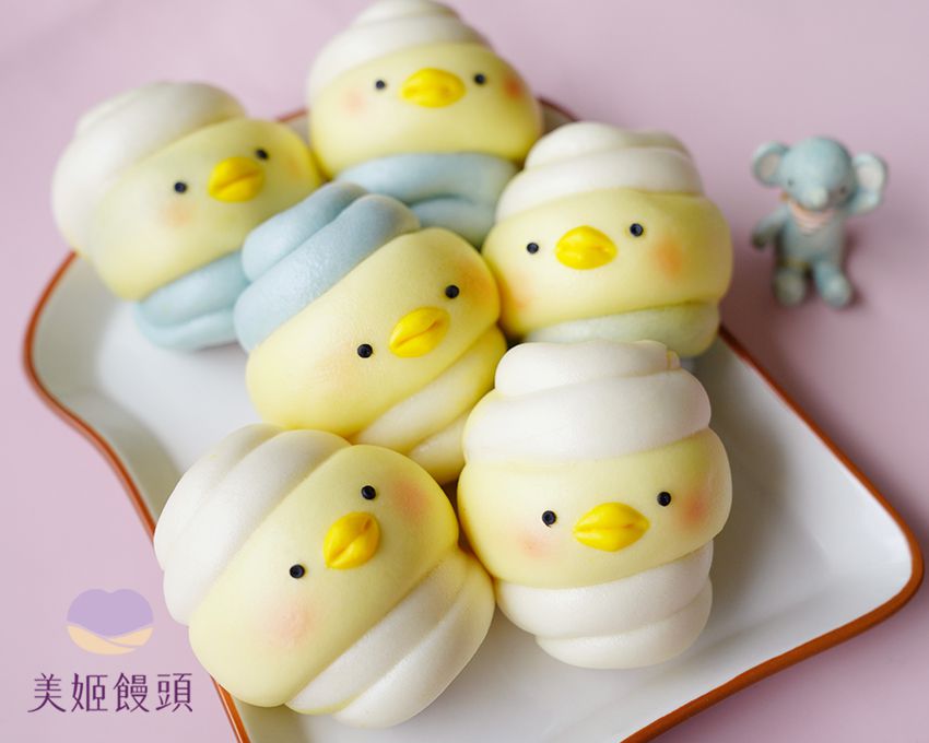 美姬饅頭 - 彩虹小鴨爆漿乳酪熱狗捲鮮乳造型饅頭 (6入)-55g