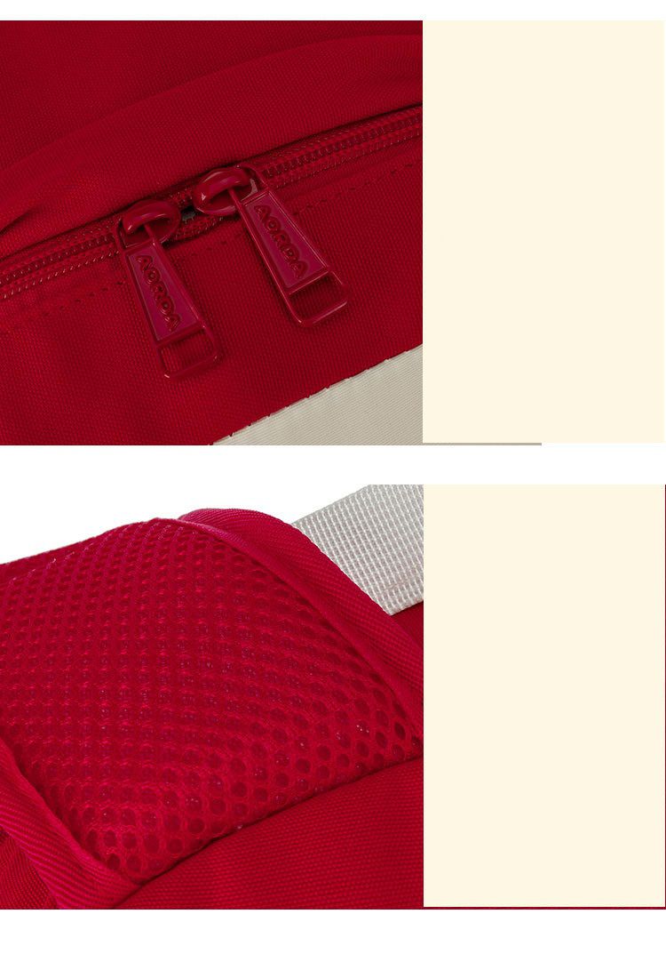 休閒雙口袋多隔層書包-紅色