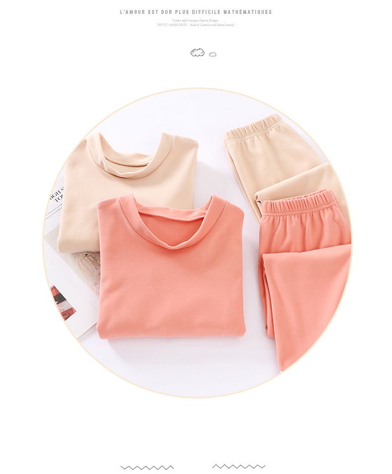 MAMDADKIDS - 雙面絨保暖長袖家居服套裝-橘紅色