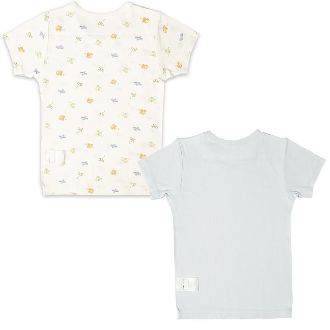 akachan honpo - 短袖圓領速乾上衣-2件組 交通工具-淺藍色