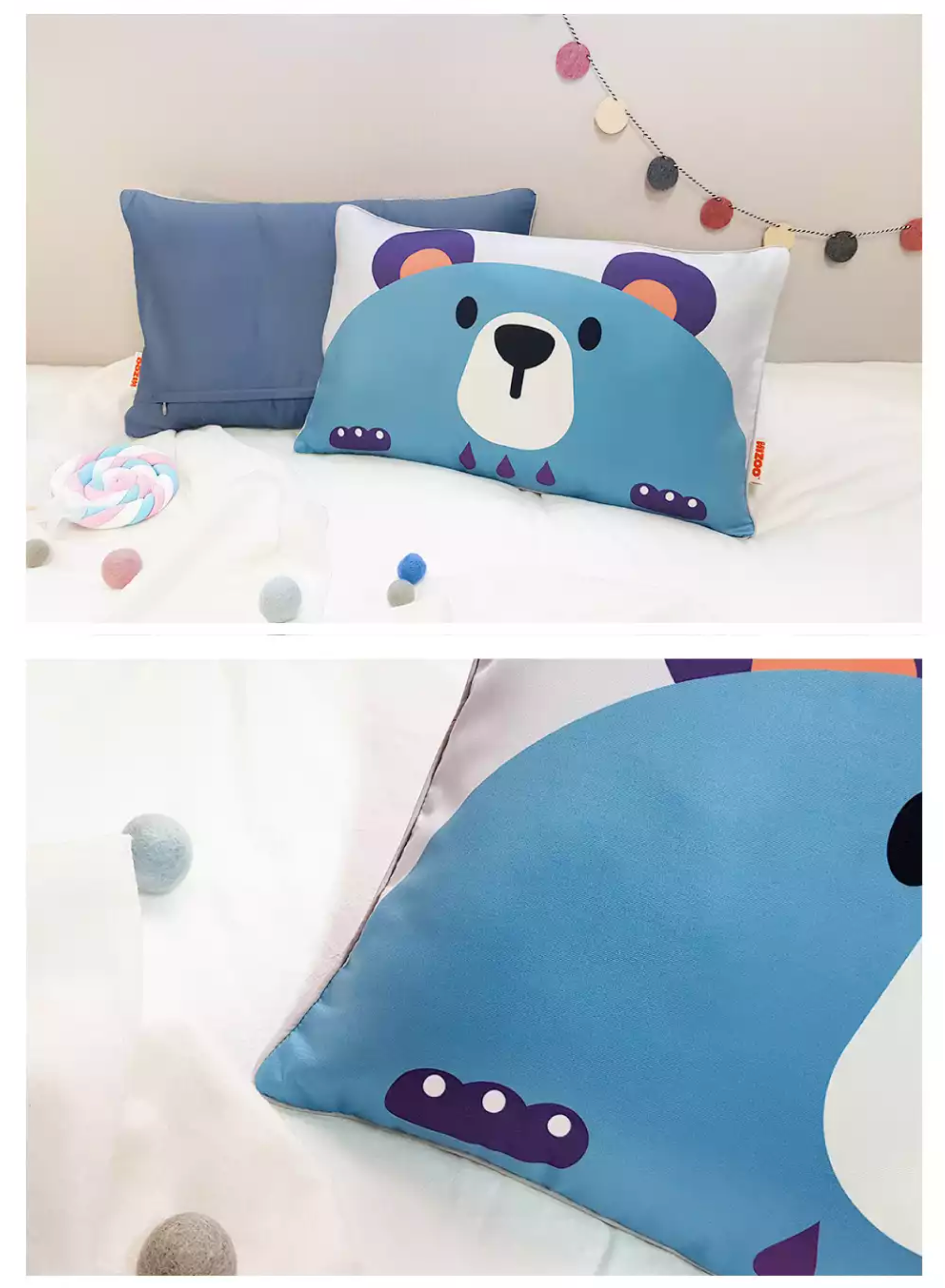 韓國 Hello HiZoo - 手工製可愛動物防蟎抗菌兒童枕套-粉紅兔 (30x50cm)