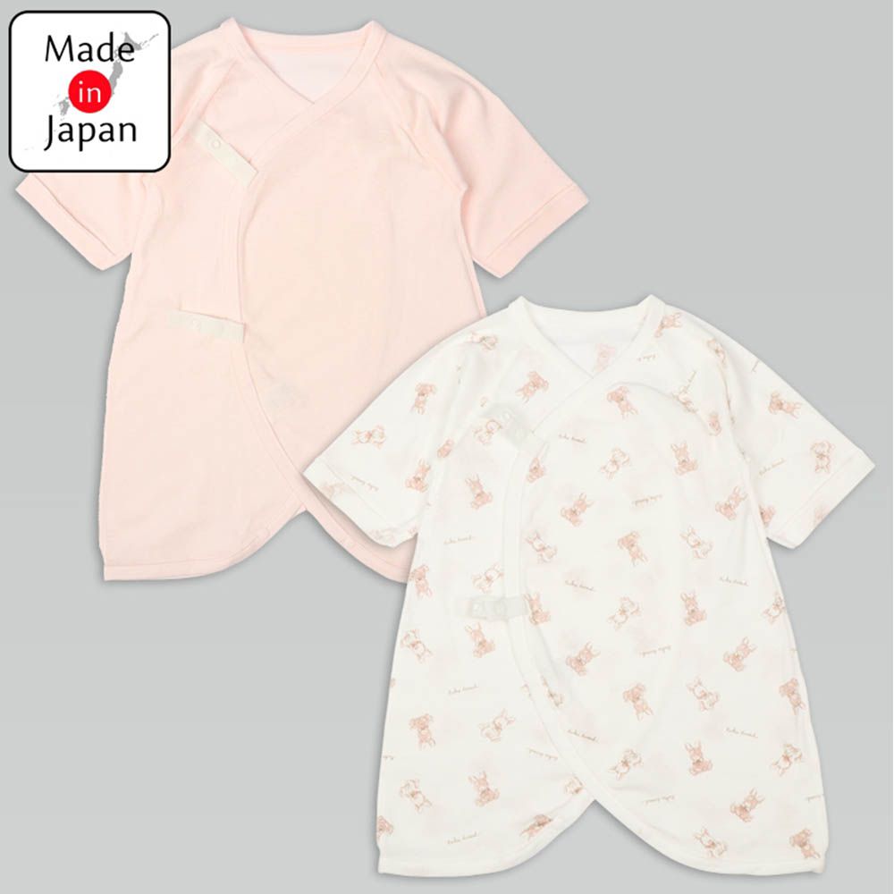 長袖蝴蝶裝2件組-兔子-粉紅色 (50~60cm)
