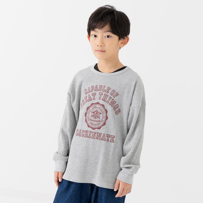 日本 Chil2 - 華夫格舒適薄長袖上衣-花生快遞-薄荷綠