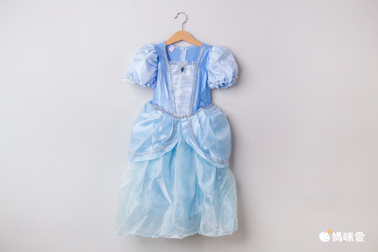 公主寶石裝飾網紗洋裝-藍色