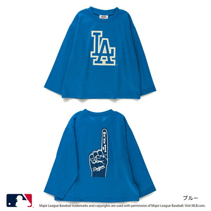 日本 BRANSHES - MLB聯名 logo印花長袖上衣-洛杉磯道奇-藍