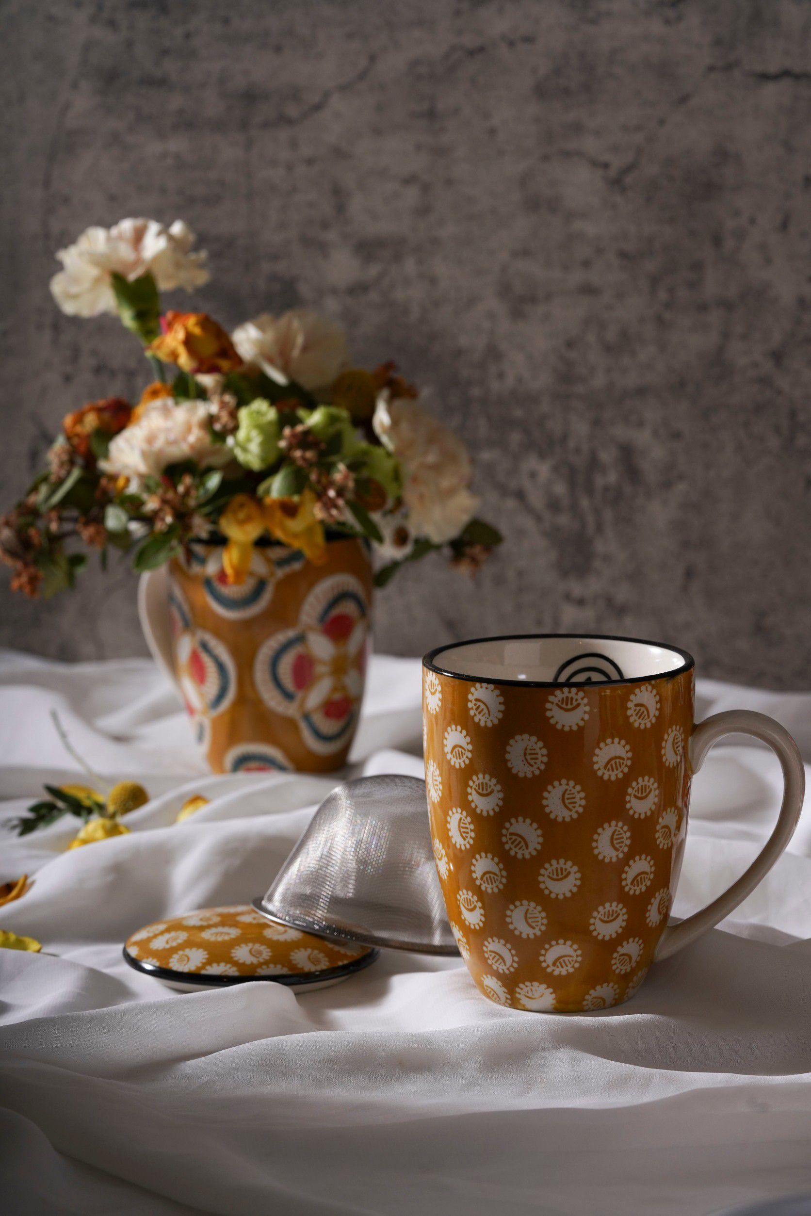 amadeus imany - 花磚蓋杯-黃-450ML