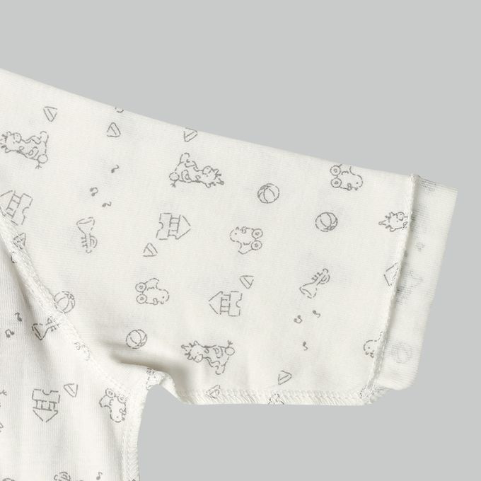 akachan honpo - 長袖蝴蝶裝2件組-按扣款 玩具箱-米白色 (50~60cm)