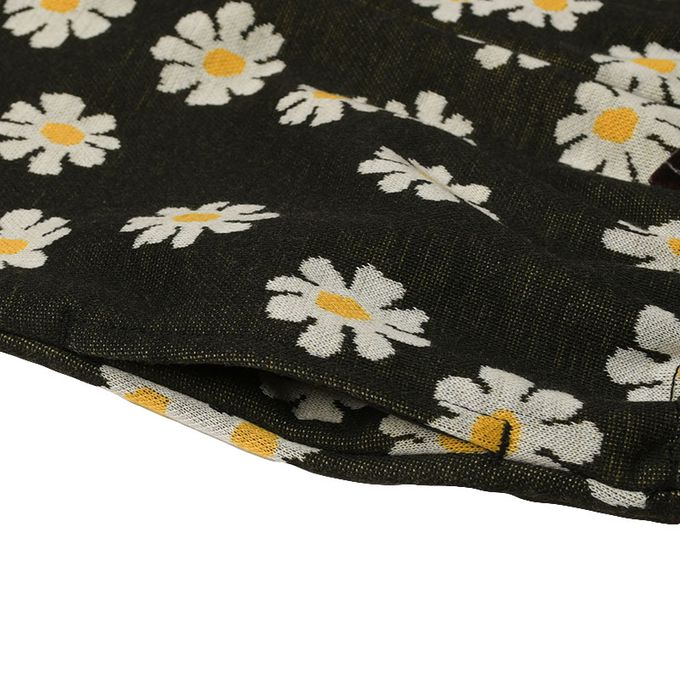 akachan honpo - 10分褲-小花圖案緹花-黑色