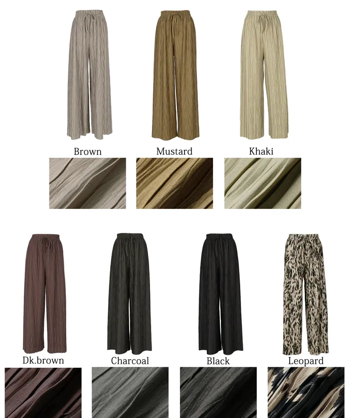 日本 COCA - [可剪裁] 百搭波浪紋垂墜寬褲-深灰