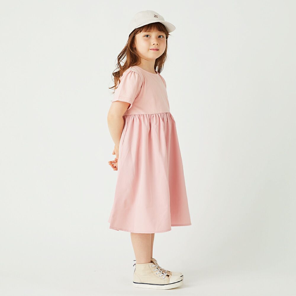 日本 evercloset - 涼爽純棉休閒短袖洋裝-黑白