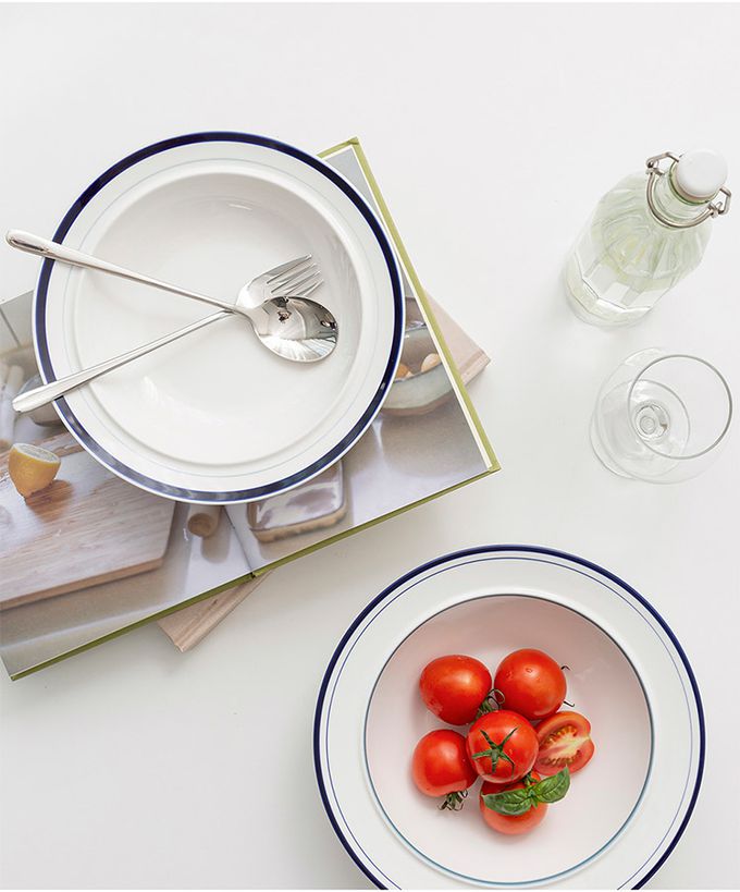 韓國 SSUEIM - RETRO系列極簡ins陶瓷碗盤6件組 (深藍)