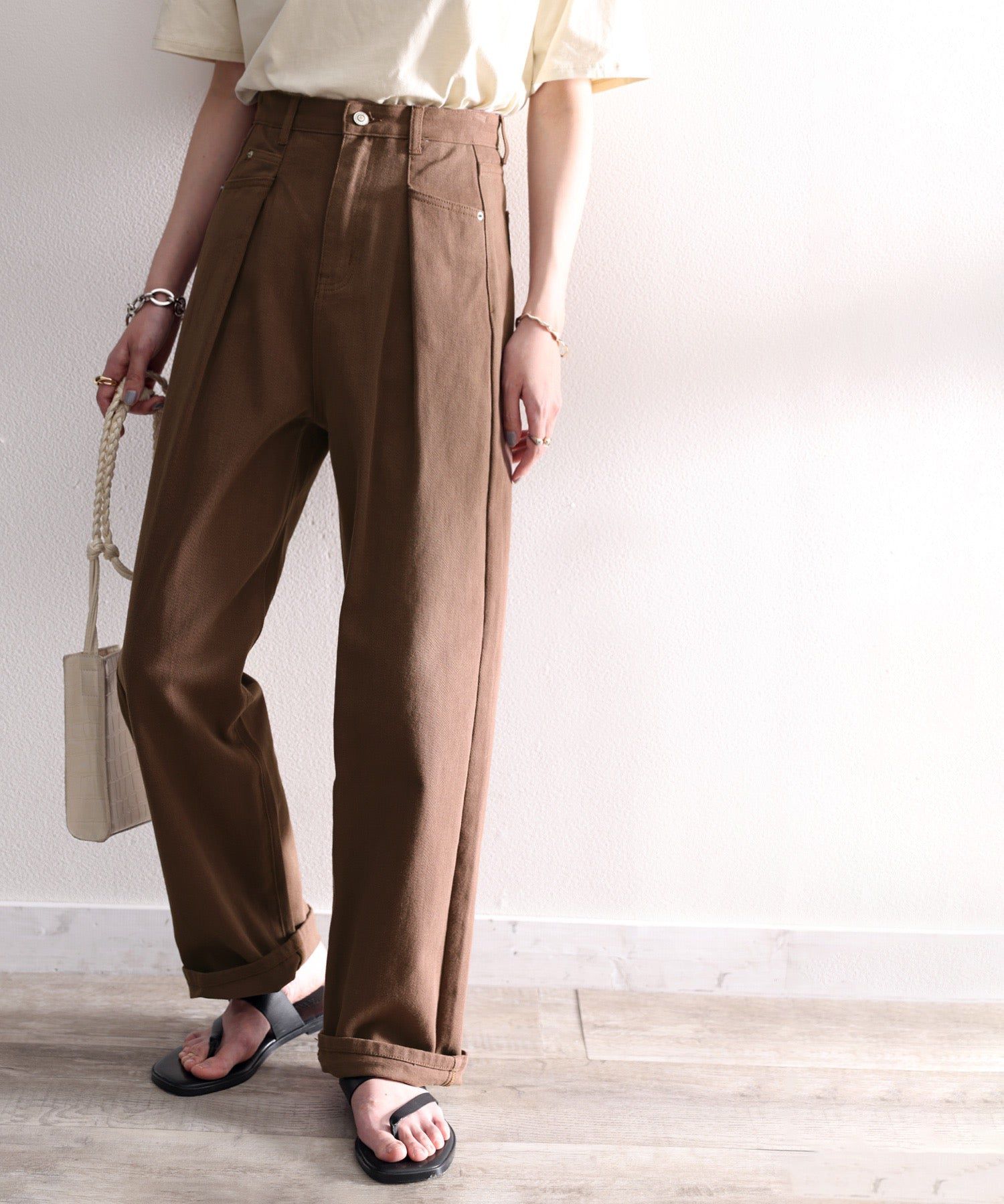 日本 Classical Elf - [熱銷NO.1]  舒適顯瘦打褶長褲-黑