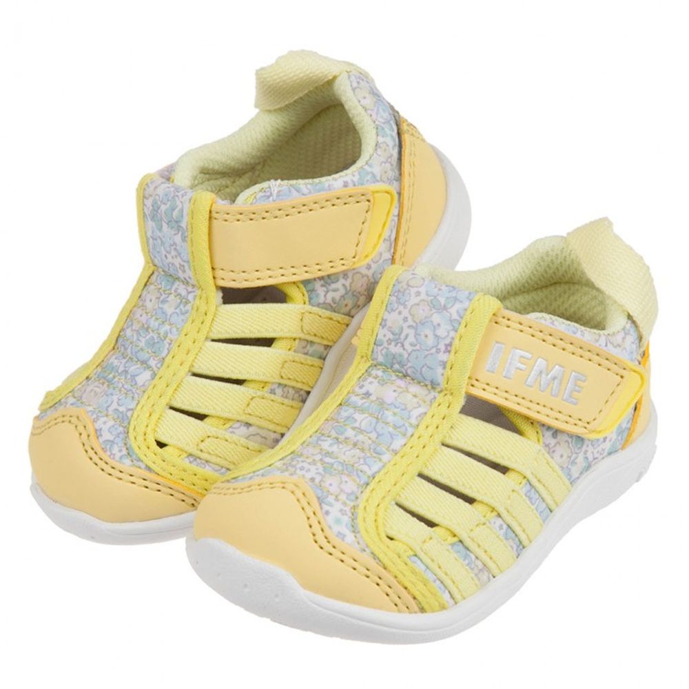 日本IFME - 黃色和風花繪寶寶機能水涼鞋