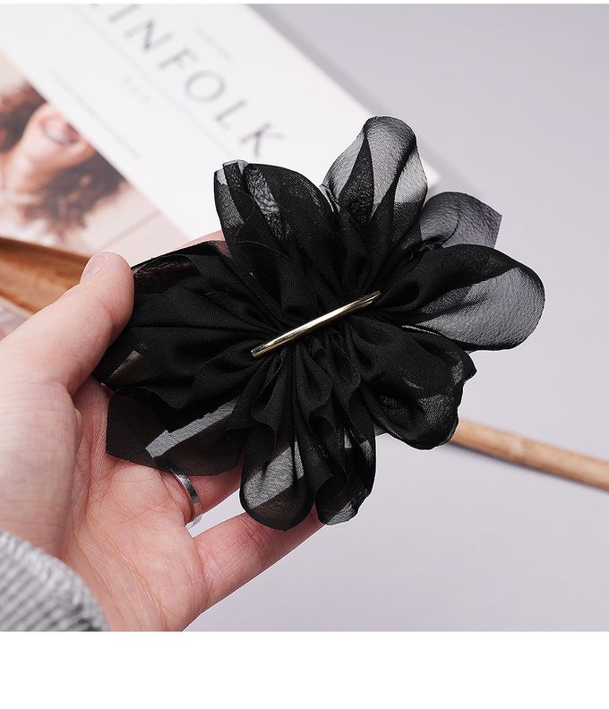 韓國 Soo&Soo - 優雅雪紡紗金屬髮夾-黑