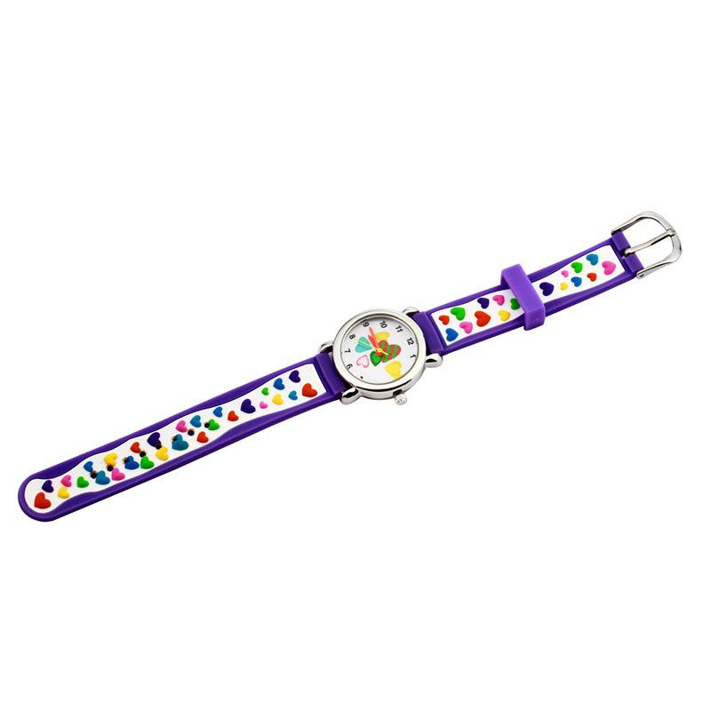 3D立體卡通兒童手錶-經典小圓錶-紫色愛心