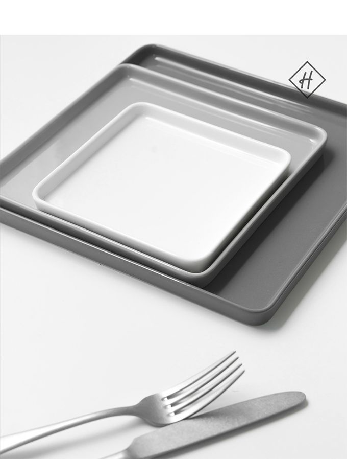 韓國 SSUEIM - LEED系列莫蘭迪陶瓷方形淺盤19cm (粉色)