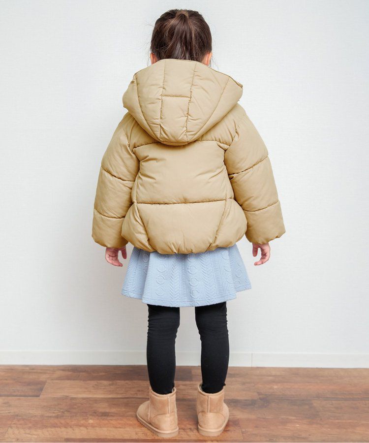 日本 BREEZE - 蓬鬆溫暖連帽立領羽絨外套-黑