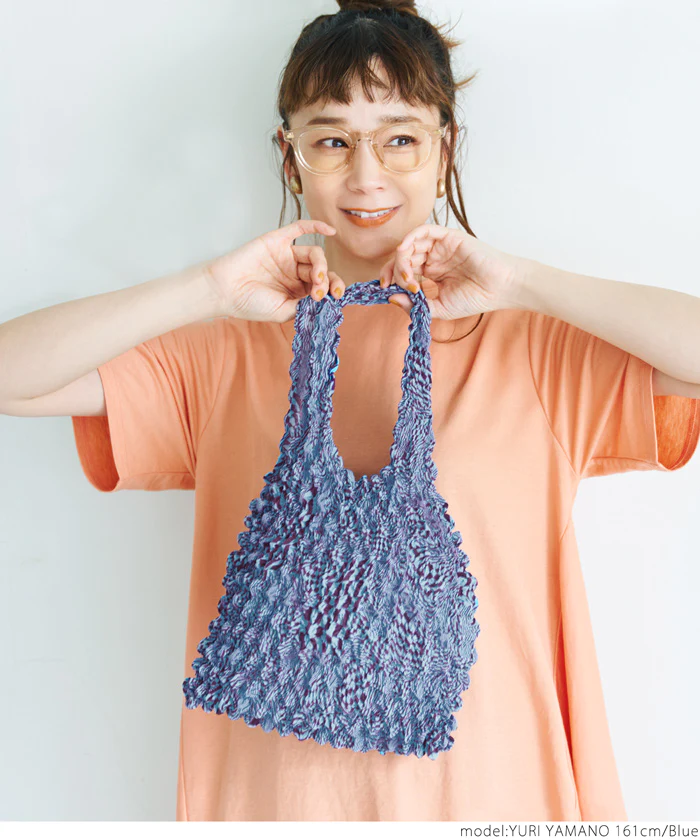 日本 COCA - 泡泡皺褶伸縮容量環保袋-手提/肩背款-暗夜海洋