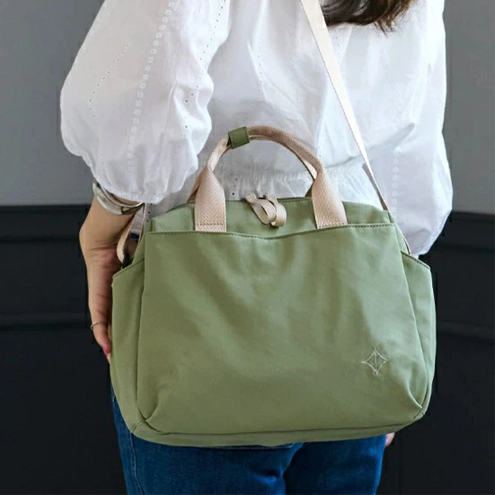 旅行系列 輕量防潑水7口袋手提/側背包(B5)-煙燻綠