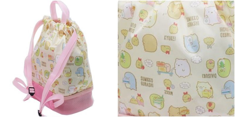 日本代購 - 上下分層束口後背包(下層小透氣網)-神奇寶貝-黑 (43.5x40.5x18cm)