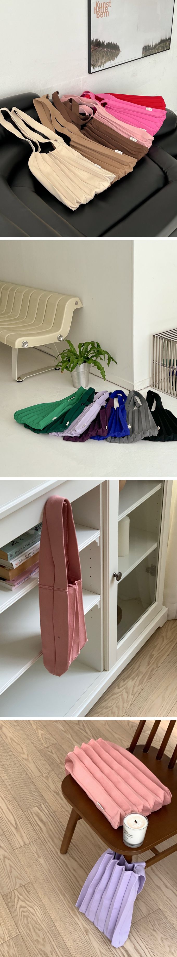 韓國 SOPHIENBONNE - 素色彈性針織褶手提/肩背包-紅 (M)