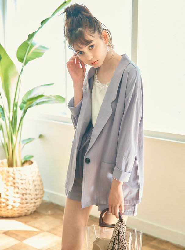 日本 GRL - 蕾絲滾邊圓領無袖上衣-米白