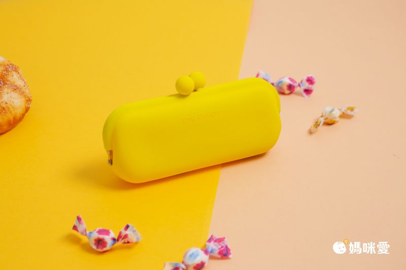 日本P+G design - 矽膠拉鍊式鉛筆袋/鉛筆盒-黃