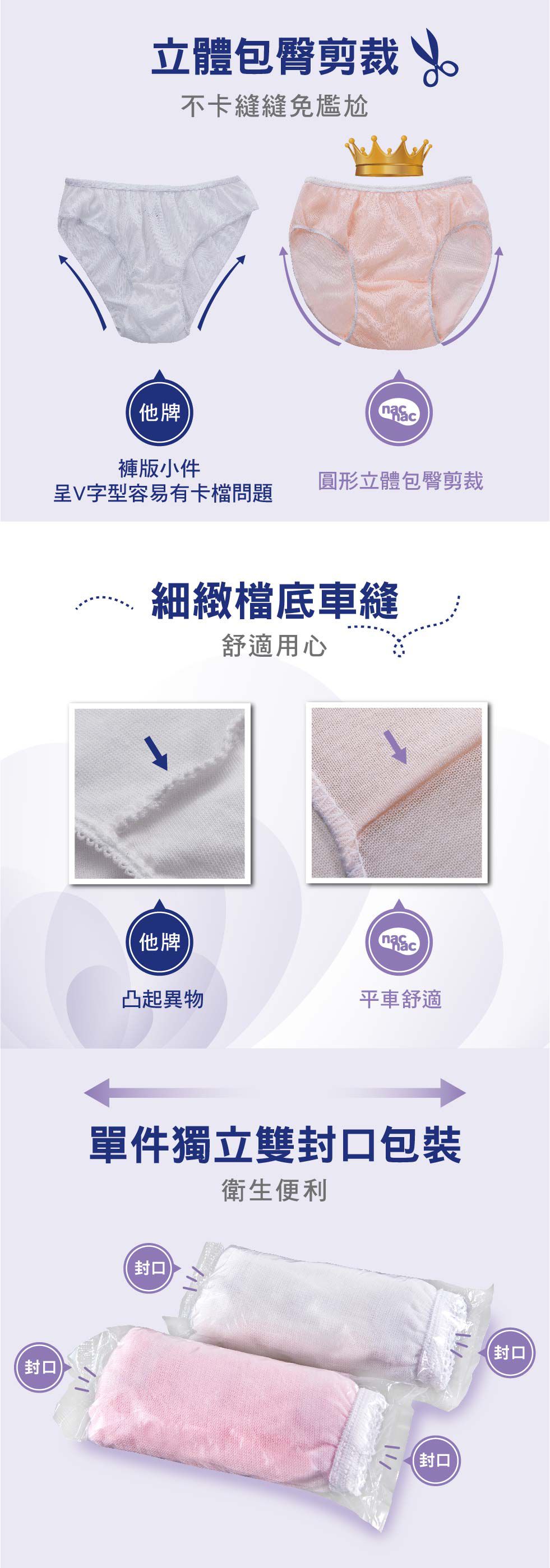 nac nac - 棉柔中腰免洗內褲