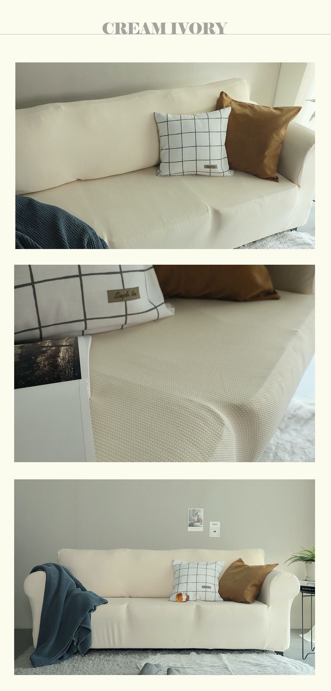 韓國 Prielle - 包覆型超彈力透氣防污沙發套-深灰