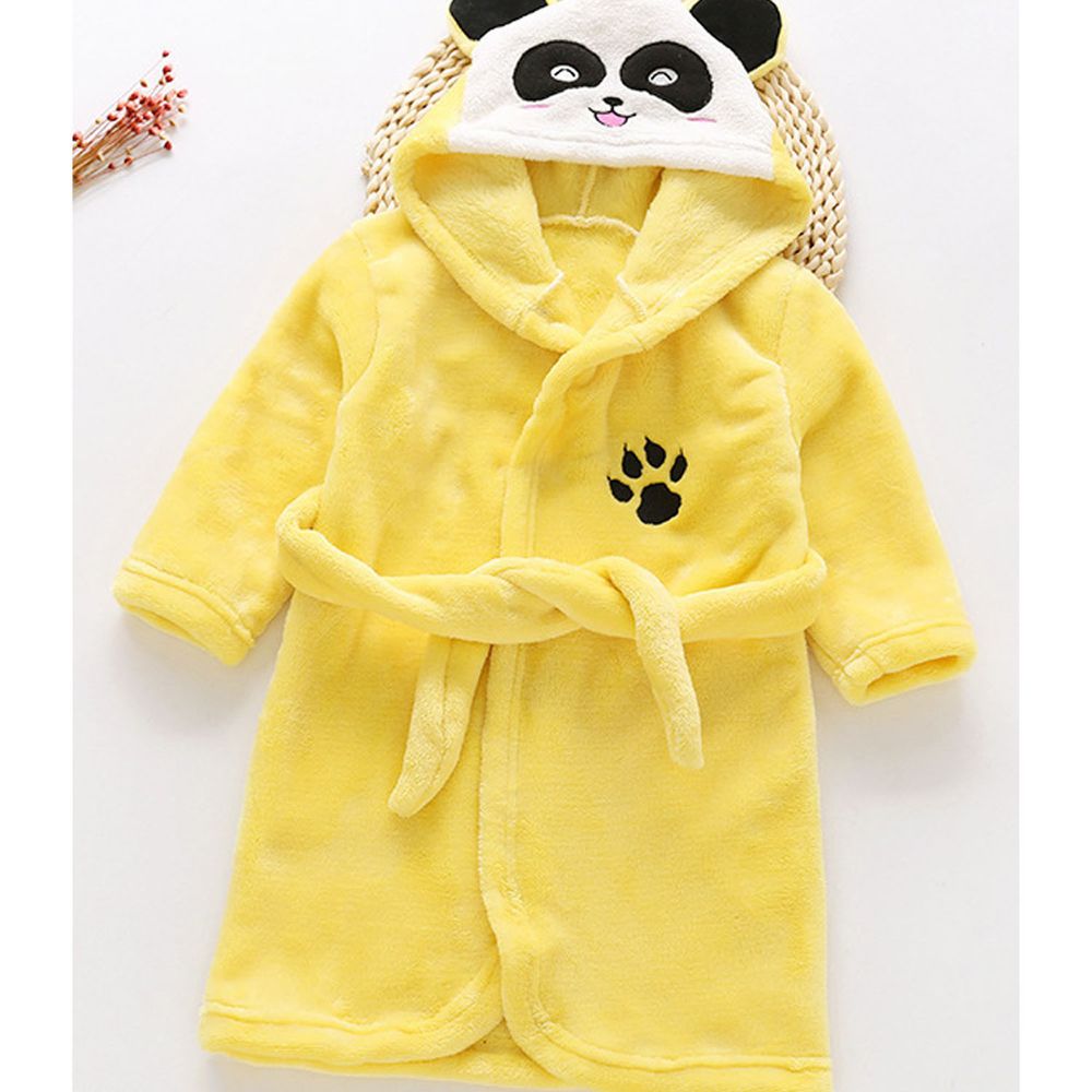 超柔軟珊瑚絨浴袍睡衣-黃色熊貓