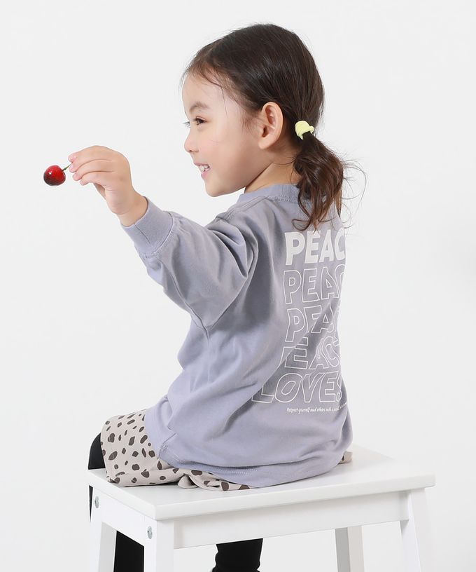 日本 devirock - 100%棉 定番印花寬版長袖上衣-幾何方塊-紫