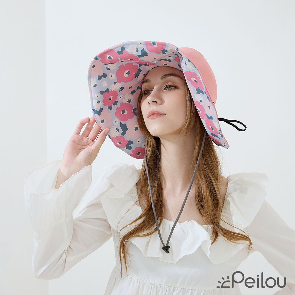 貝柔 Peilou - UPF50+透氣遮陽2用空心帽-花朵(成人) (Free Size)