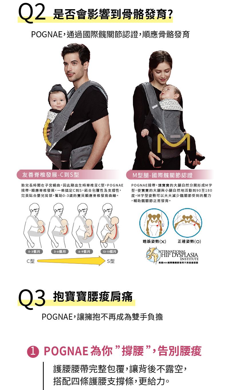 韓國 POGNAE - No5 Plus Light三合一輕量型機能揹帶-復刻牛仔灰