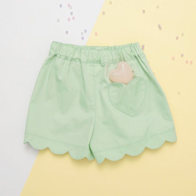 日本 BRANSHES - 心型口袋貝殼下擺可愛短褲-黑