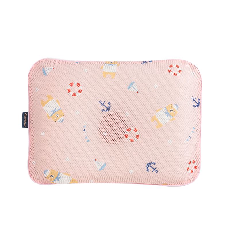 韓國 GIO Pillow - 超透氣護頭型嬰兒枕/防蟎枕-單枕套組-水手熊粉 - S/M