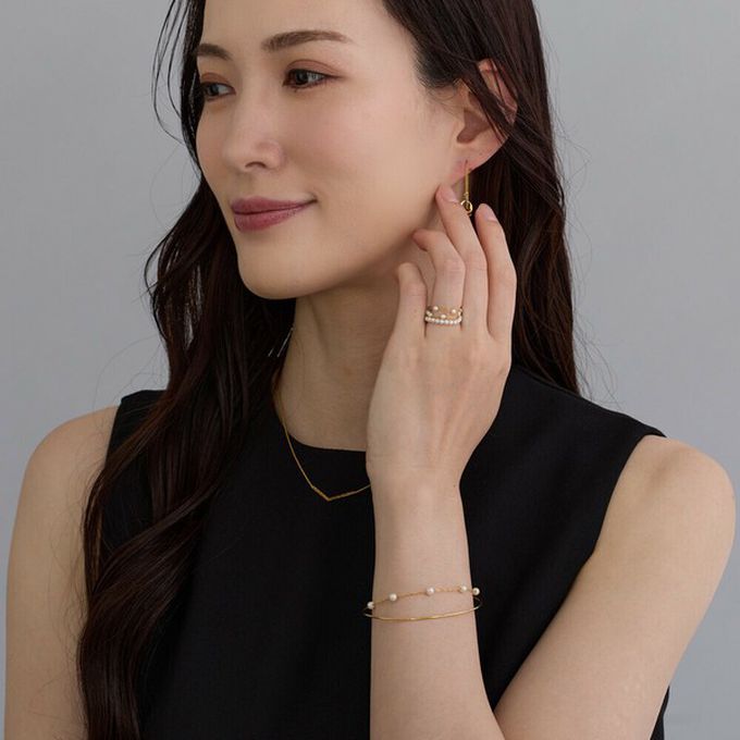 日本 Melody Accessory - 日本製 柔美細緻雙層手鏈-三顆珍珠-金