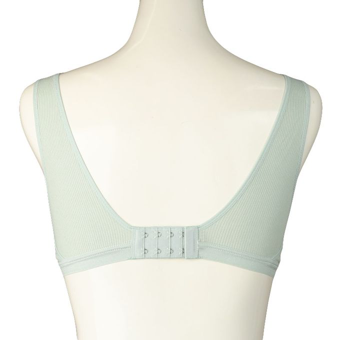 akachan honpo - 輕鬆哺乳 半截式內衣-羅紋 鉤扣款-綠色