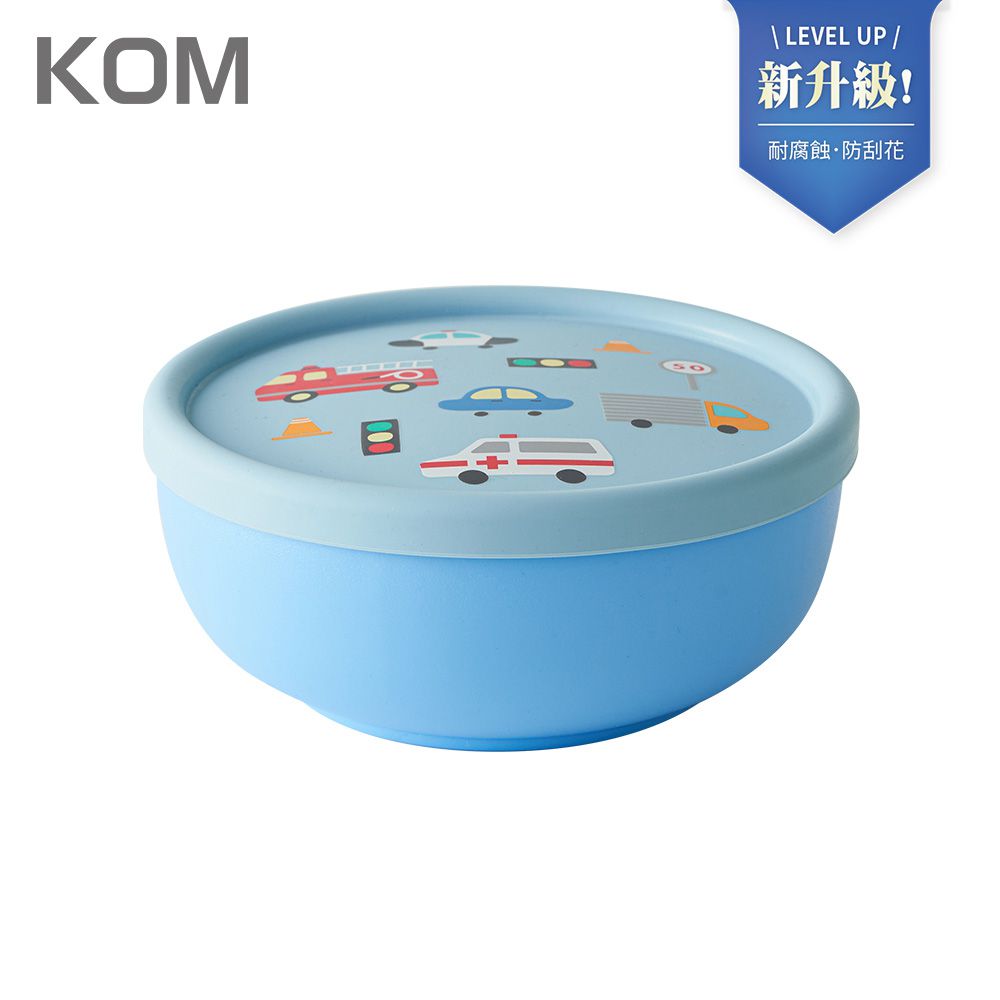 KOM - 台灣製316不鏽鋼兒童隔熱碗(附匙)(全新升級版)-汽車-矽膠上蓋