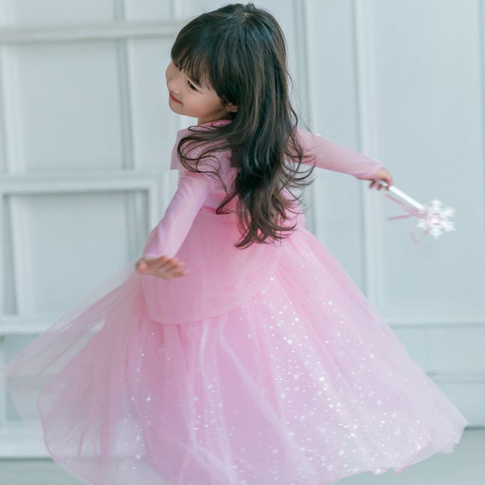 冰雪公主袖洋裝-藍色