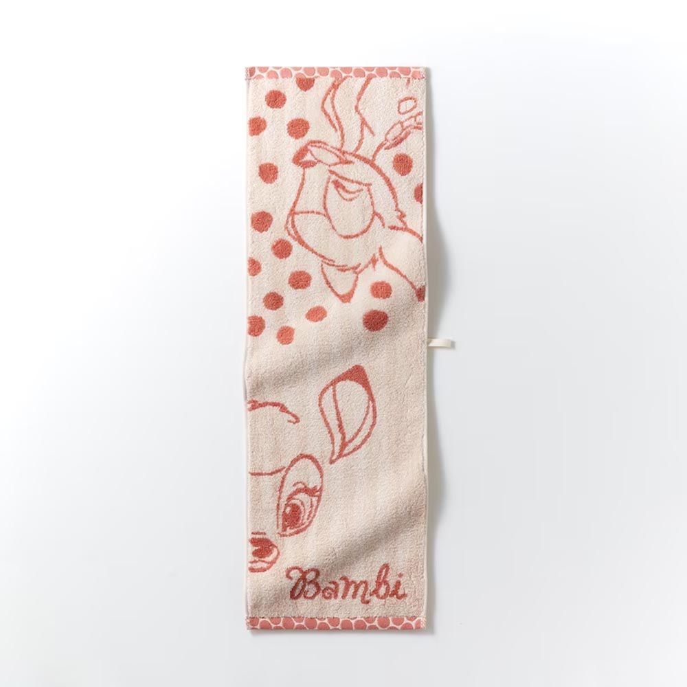 日本千趣會 - 日本製 迪士尼印花毛巾-小鹿斑比-粉杏 (22×72cm)