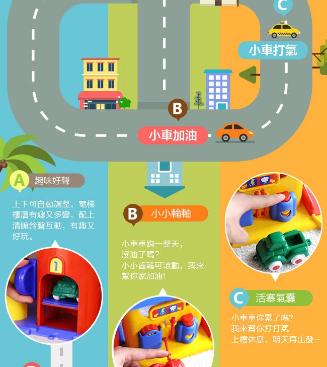 瑞典Viking toys - 城市三層停車場(含加油站及洗車場)-含直升機*1+車車*2+人偶*2