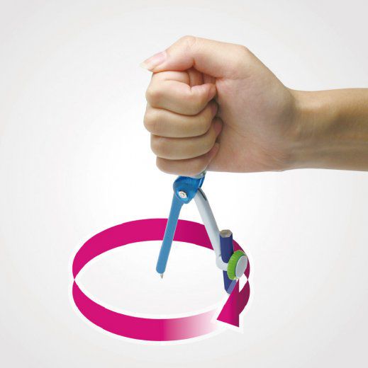 日本文具 SONIC - 省力中心軸式圓規-桃粉