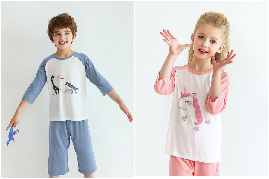 MAMDADKIDS - 莫代爾七分袖套裝/家居服-浪漫獨角獸-粉紅色