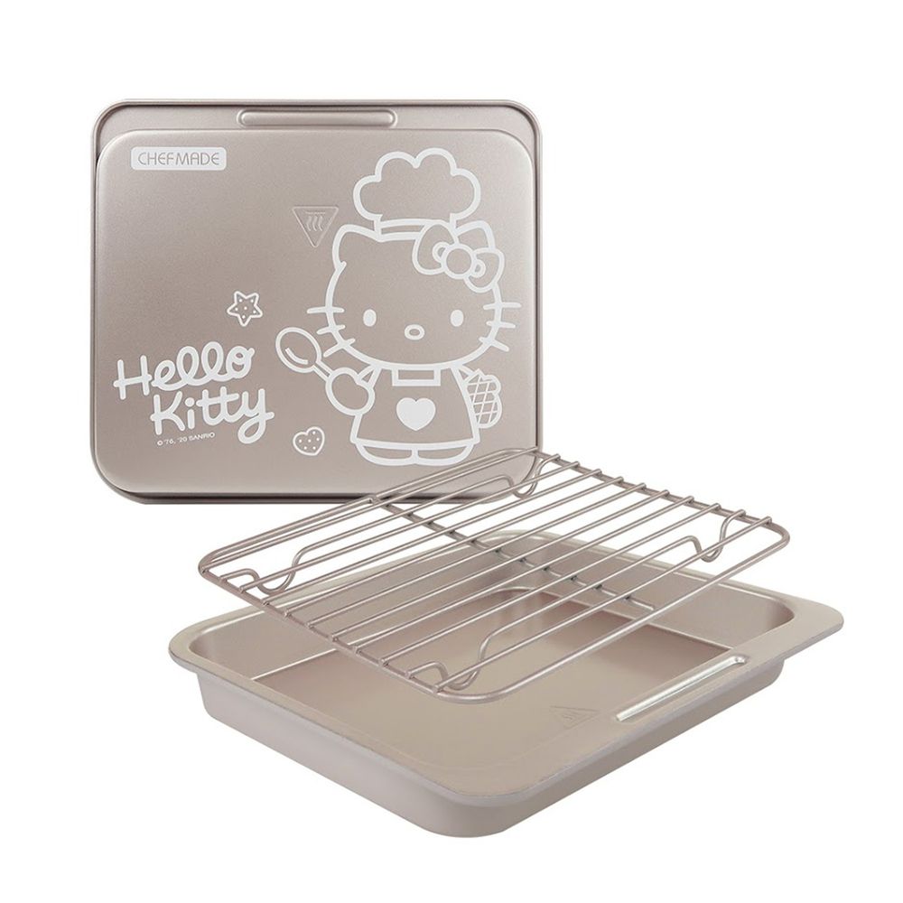 學廚CHEF MADE - Hello Kitty 9.5吋不沾金色烤盤-附金色烤架