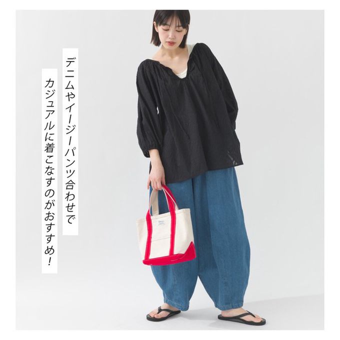 日本 OMNES - 100%印度棉 前後2way典雅緹花七分袖上衣-黑