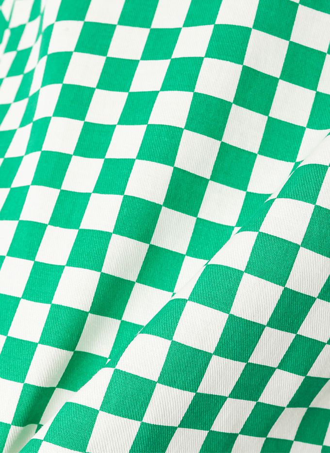 韓國 OZKIZ - 圖章點綴格紋短袖套裝-綠