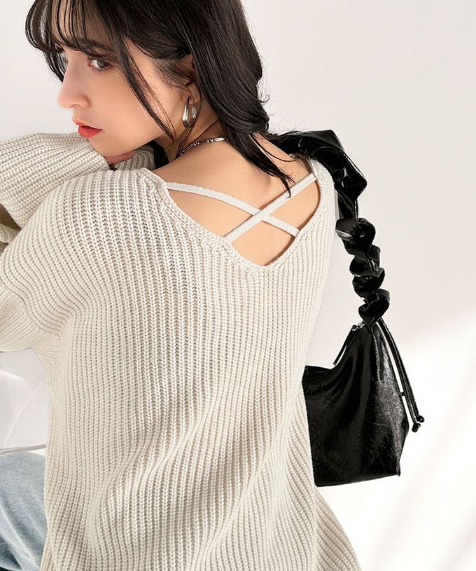 日本 Classical Elf - mily bilet 前後2way氣質粗針織上衣-米白